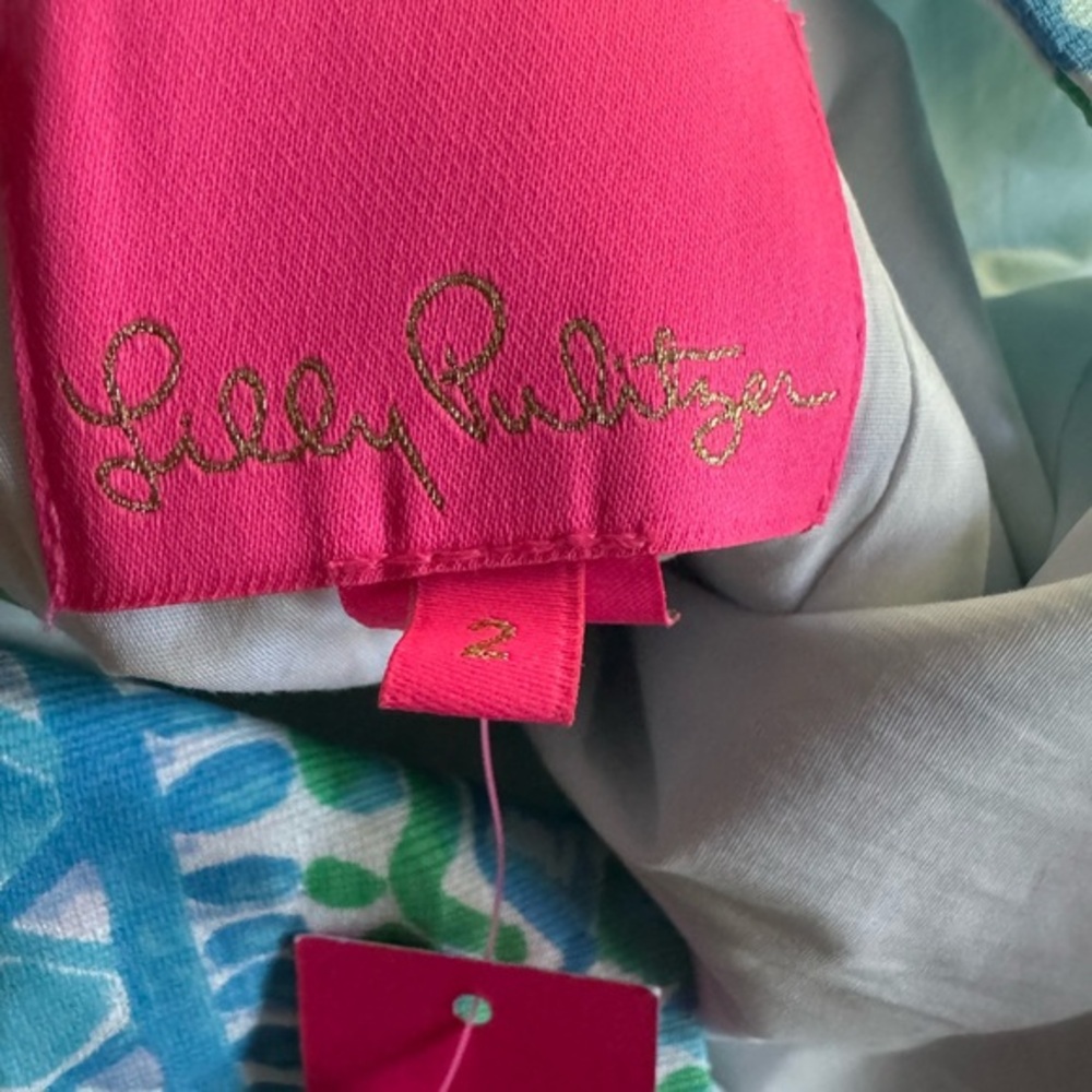 Lilly Pulitzer Blue and Green Mini Dress 2 - Picture 11 of 13